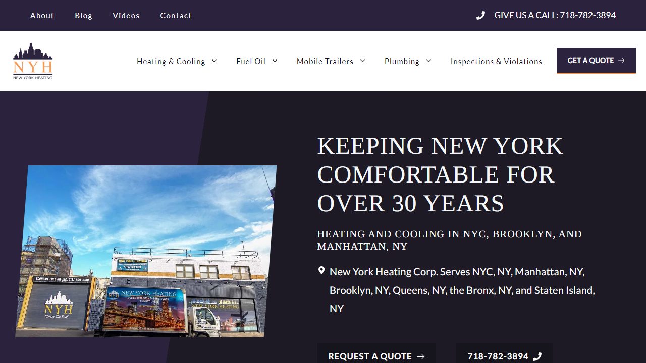 New York Heating Corp. website preview