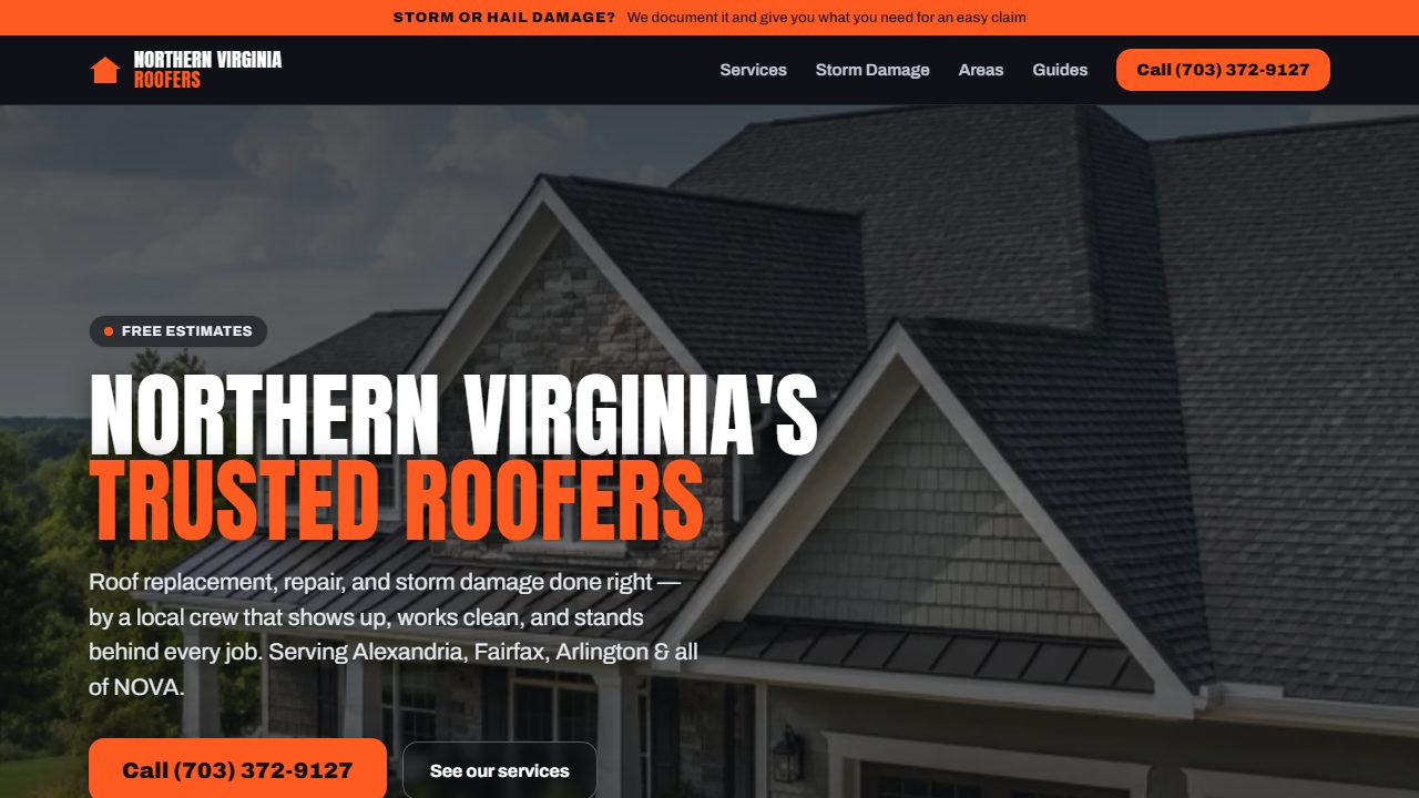 Northern Virginia Roofers website preview