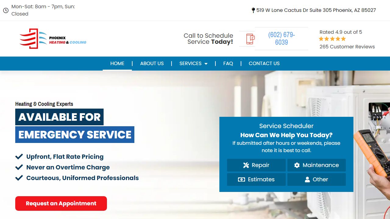 Phoenix Heating & Cooling website preview