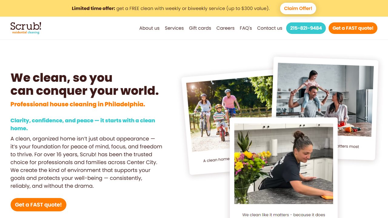 Scrub! Residential Cleaning website preview