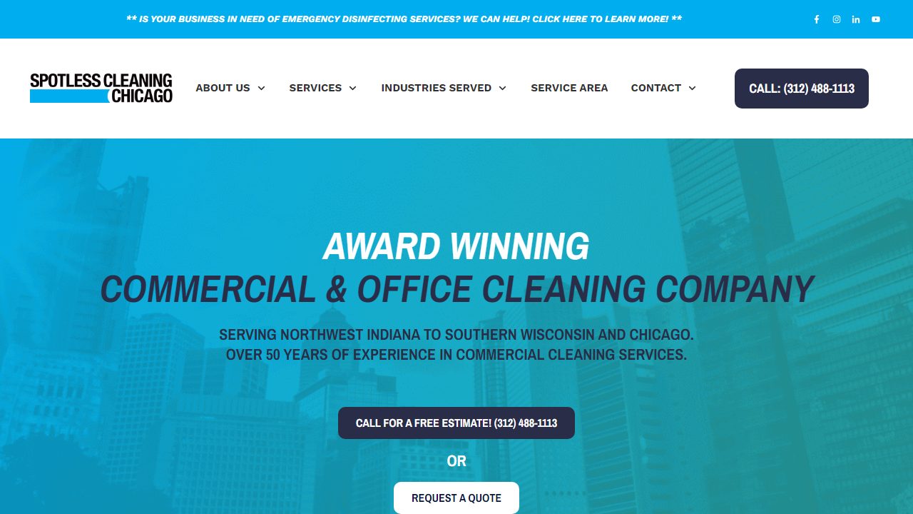 Spotless Cleaning Chicago website preview