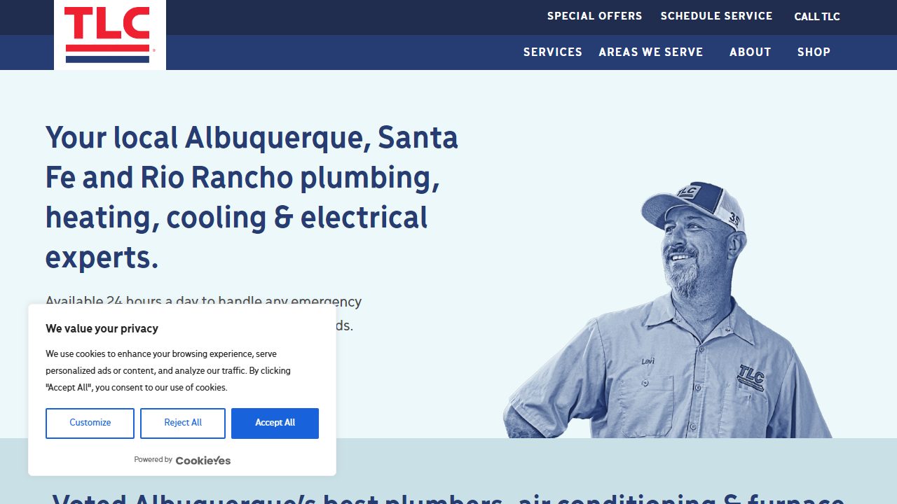 TLC Plumbing Heating Cooling Electrical website preview